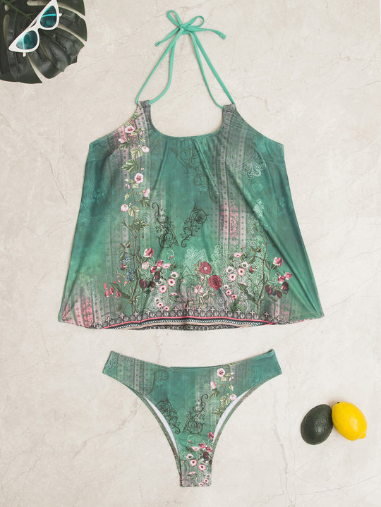Damen Tankini-Set mit modischem Muster und lässigem Schnitt EB