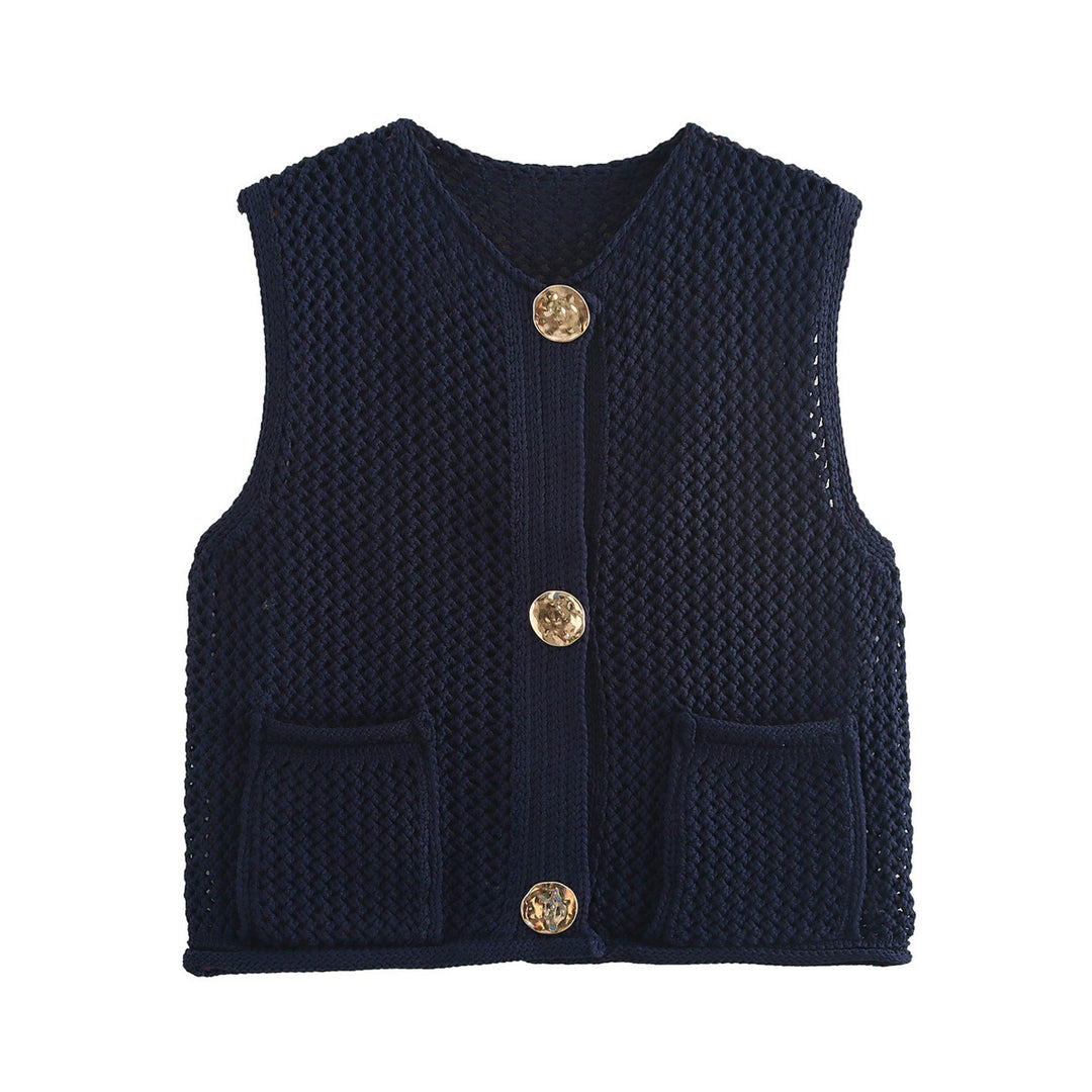 Damen Strickweste mit Knopfdetails und praktischen Taschen EB