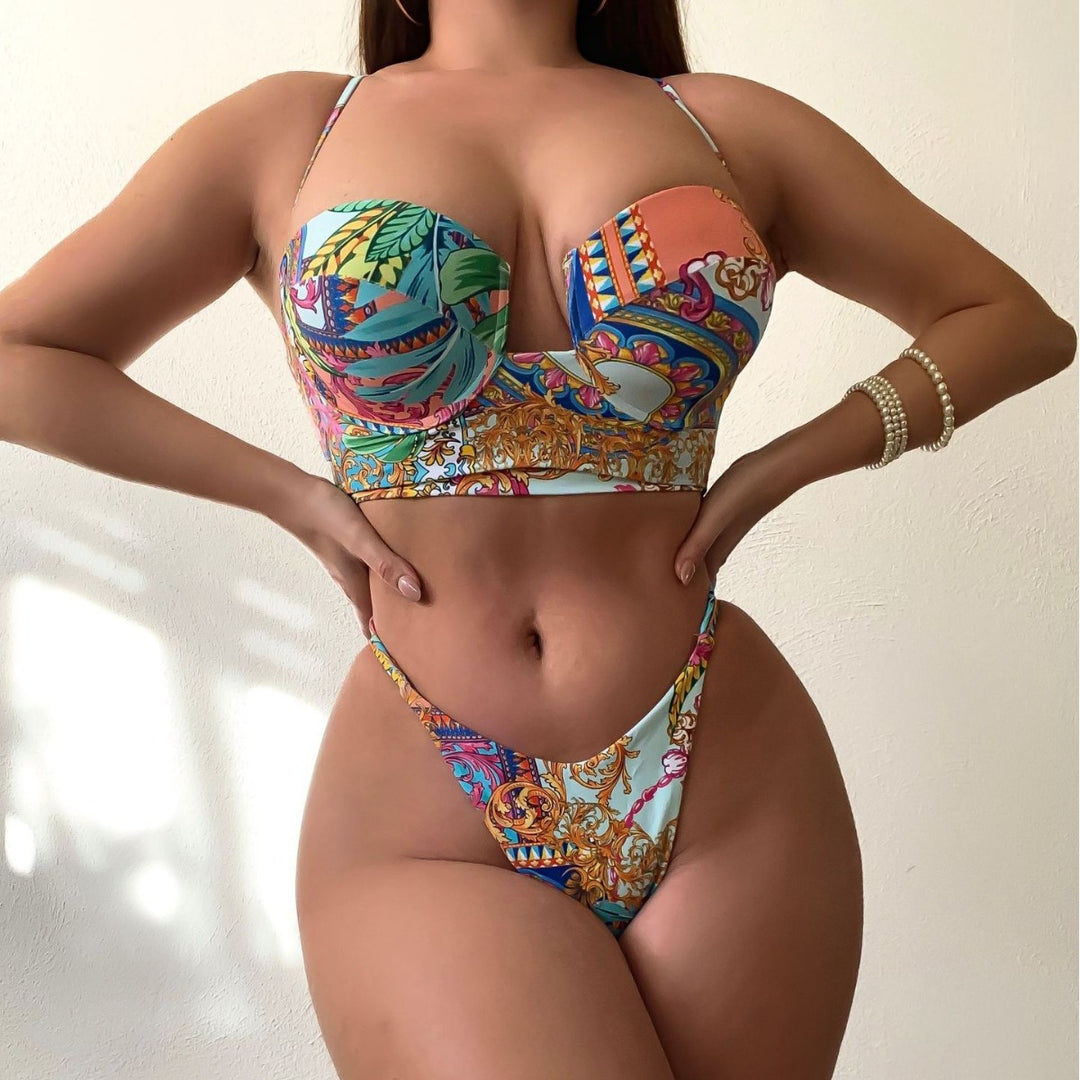 Damen Bügel-Bikini-Set mit floralen Akzenten EB