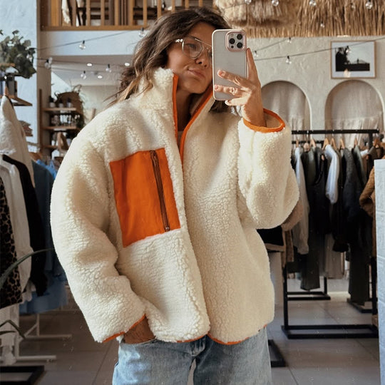 Damen Fleecejacke mit hohem Kragen und praktischem Reißverschluss EB