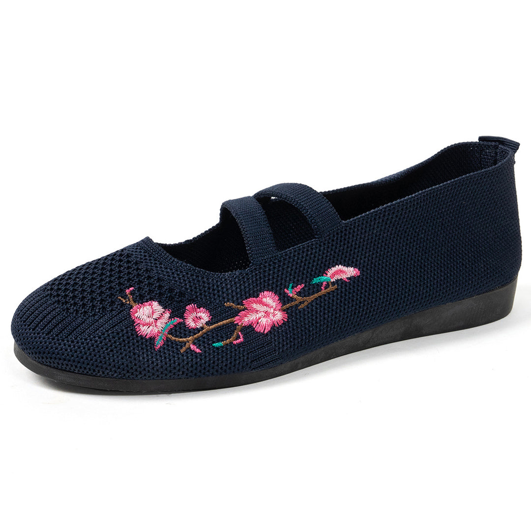 Damen Ballerinas mit floralem Stickdesign EB