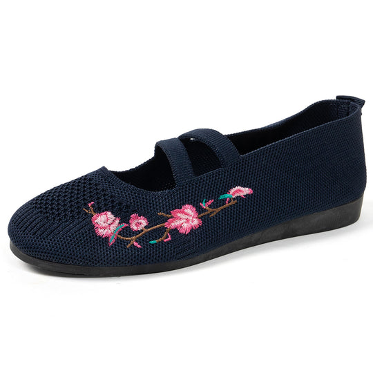 Damen Ballerinas mit floralem Stickdesign EB