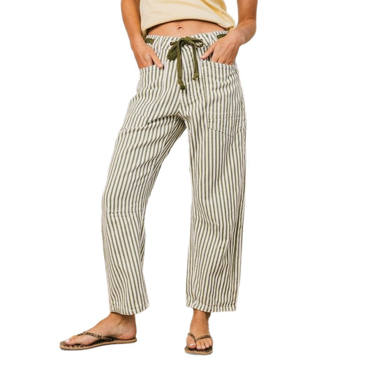 Damen nan lässige Cargo-Denim Culotte mit Kordelbund und großen aufgesetzten Taschen EB