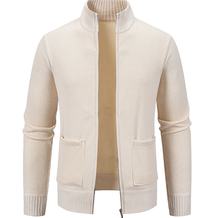 Herren Strickjacke mit durchgehendem Reißverschluss und seitlichen Taschen EB