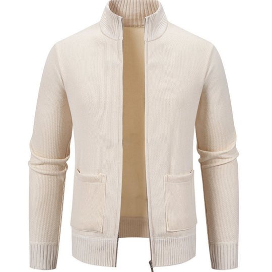 Herren Strickjacke mit durchgehendem Reißverschluss und seitlichen Taschen EB