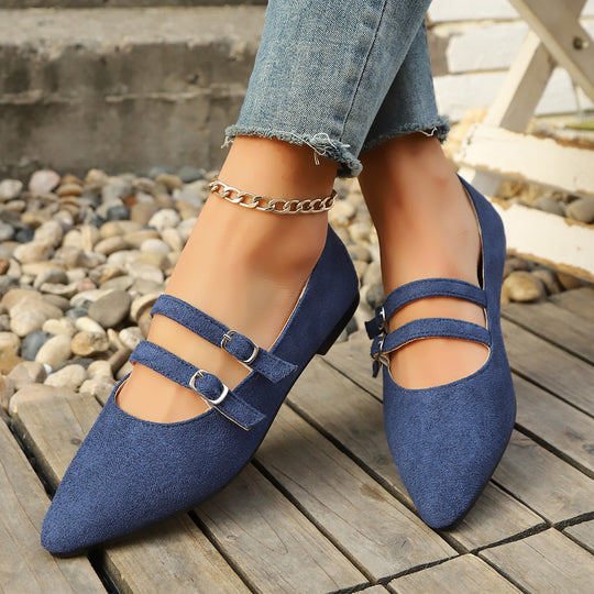 Damen Ballerinas mit verstellbaren Riemchen und elegantem Spitzendesign EB