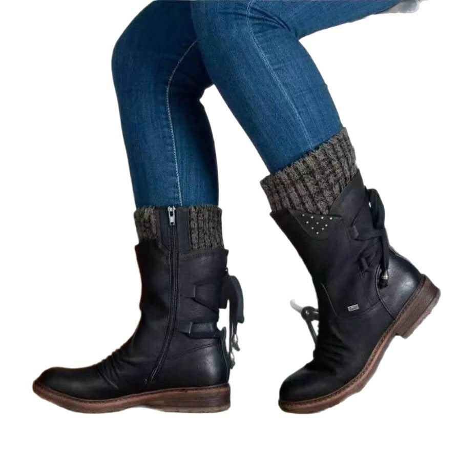 Damen modische Stiefeletten mit stylischen Details und praktischem Reißverschluss EB