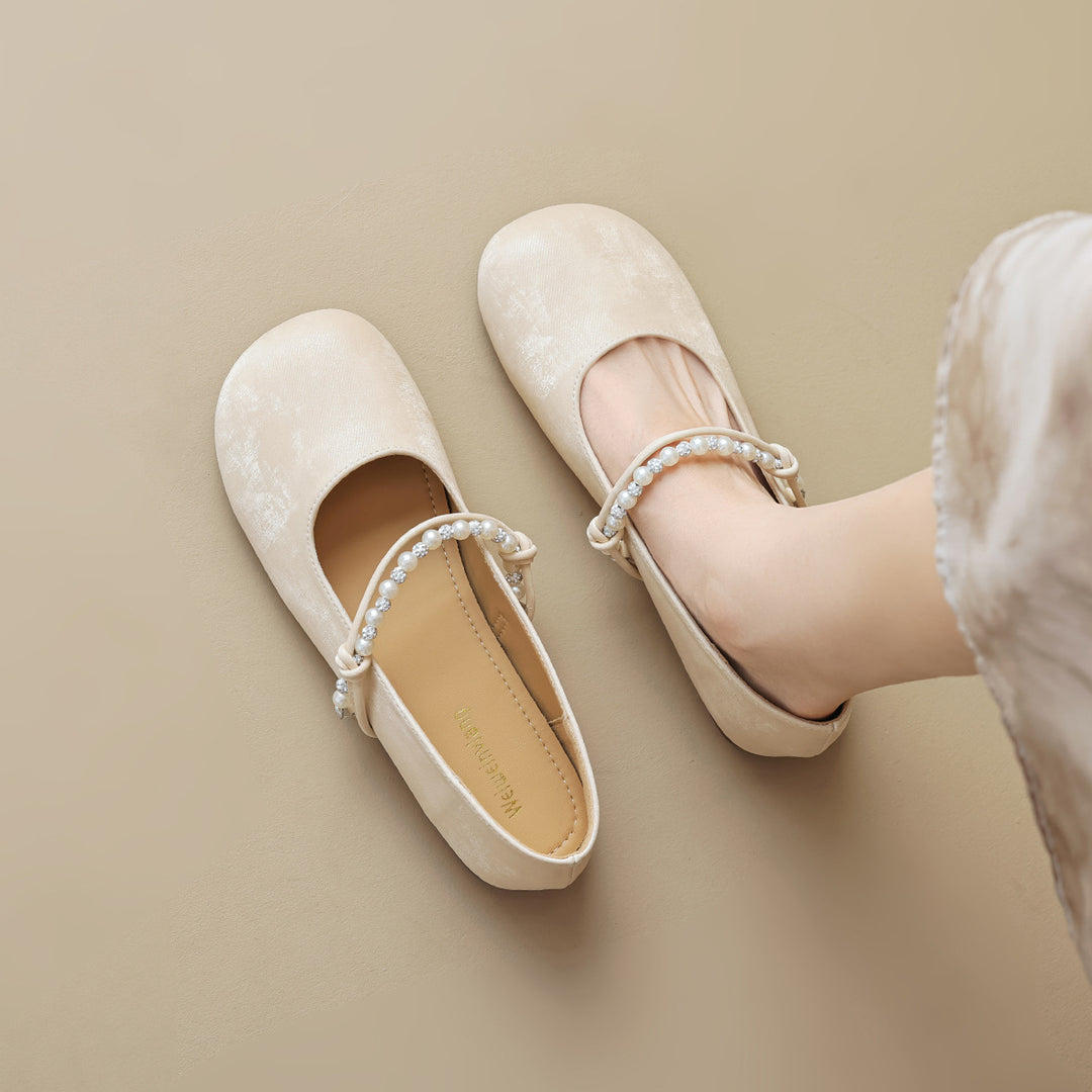 Damen Ballerinas mit eleganter Perlenapplikation EB