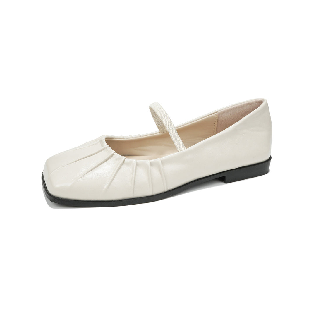 Damen Ballerina mit feinem Faltendesign und elastischem Riemen EB