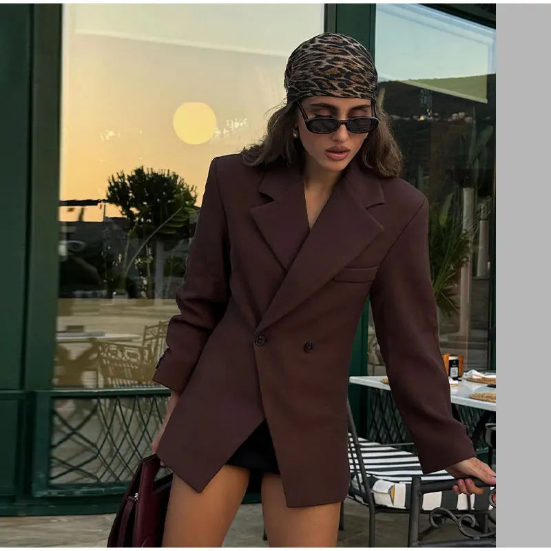 Damen Modischer Blazer mit doppelter Knopfleiste und tailliertem Schnitt EB