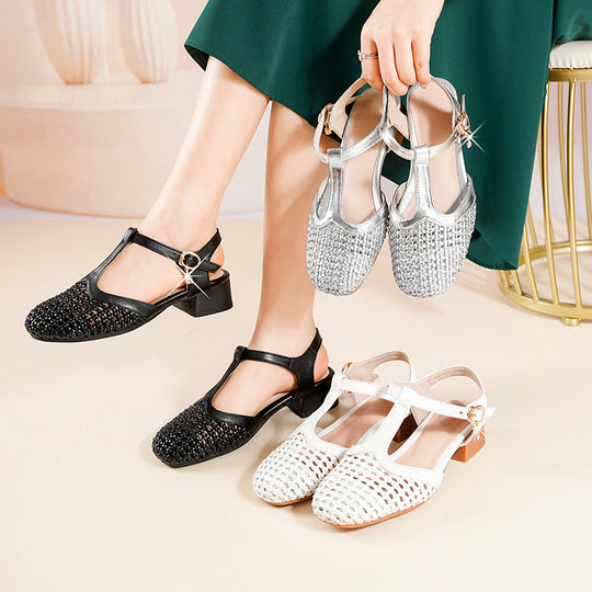 Damen Slingpumps mit eleganter Netzstruktur und modischem Riemen EB