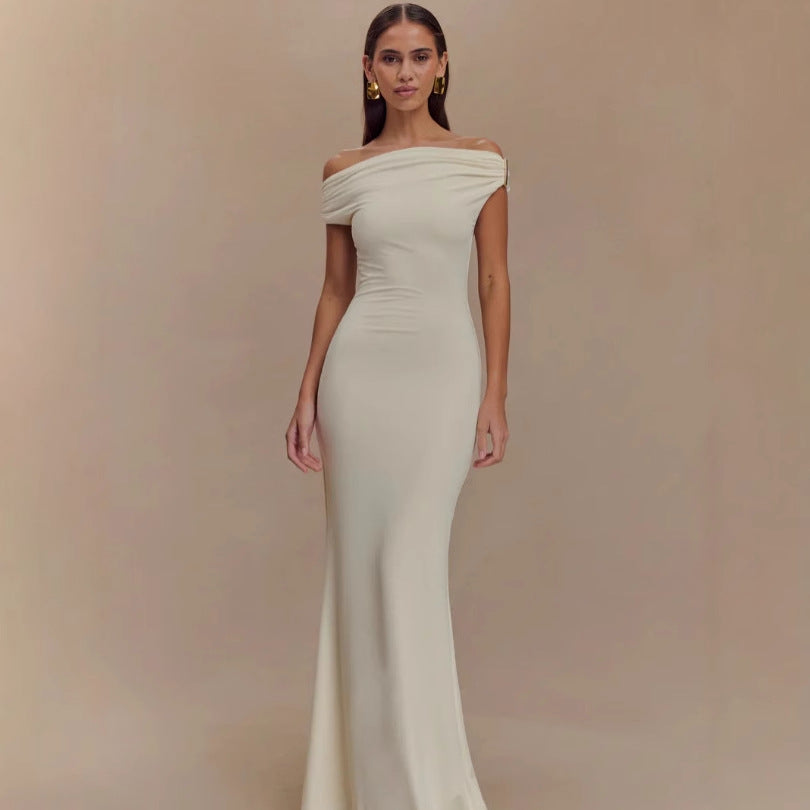 Damen Elegantes Off-Shoulder-Maxi-Kleid im luxuriösen Schnitt EB