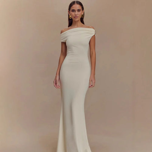 Damen Elegantes Off-Shoulder-Maxi-Kleid im luxuriösen Schnitt EB