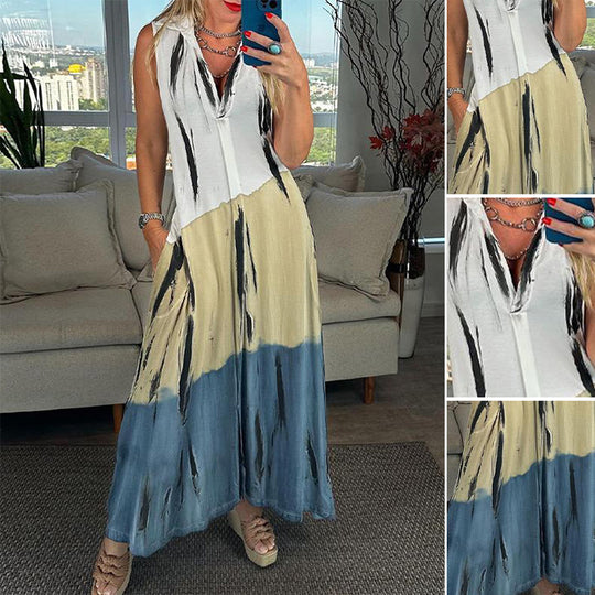 Damen Maxikleid mit innovativem Farbverlauf und praktischem Taschendesign Heidi-Mode