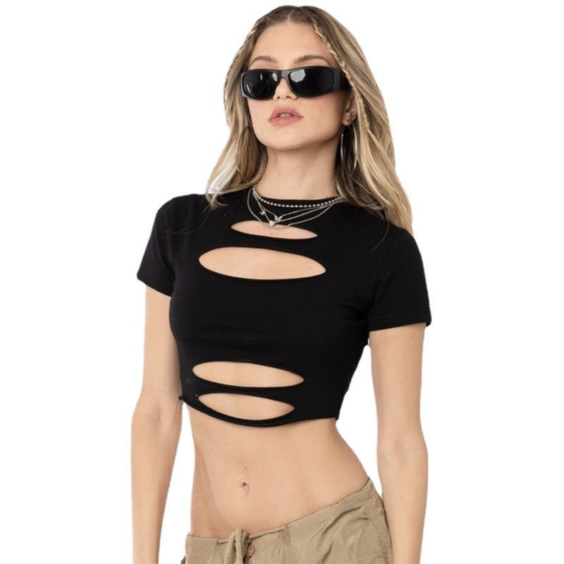 Damen cropped Oberteil mit Cut-Out-Design EB