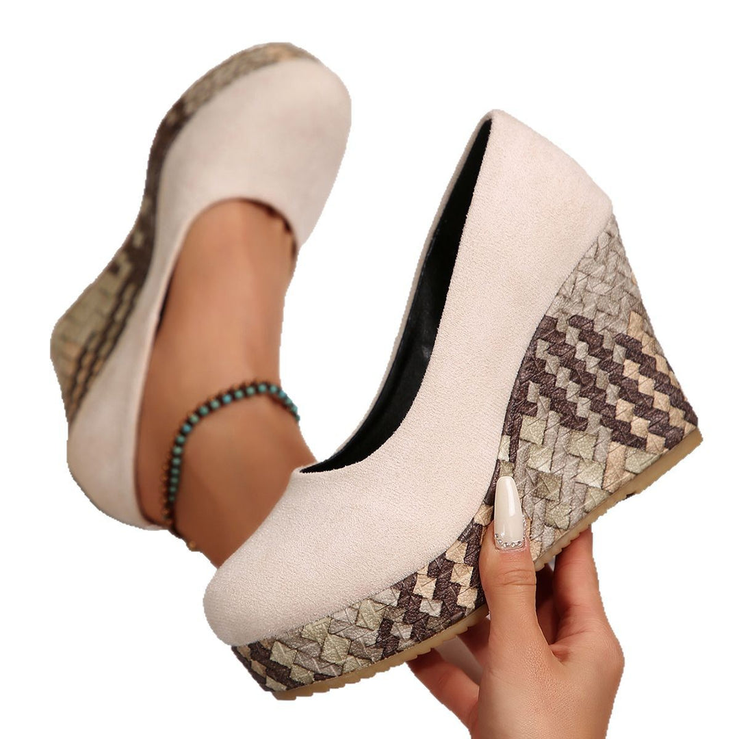 Damen Wedge-Pantoletten mit geflochtenem Absatz und komfortablem Innenfutter EB