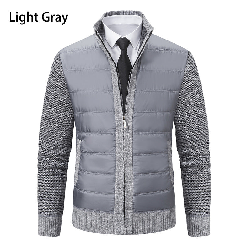Herren nan gesteppte Hybrid-Strickjacke mit Stehkragen Reißverschluss und Eingrifftaschen EB