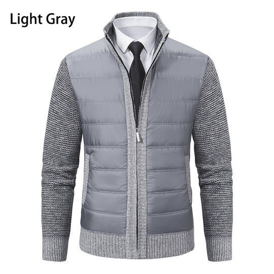 Herren nan gesteppte Hybrid-Strickjacke mit Stehkragen Reißverschluss und Eingrifftaschen EB