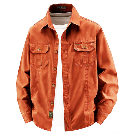 Herren  leichte Overshirt-Jacke mit Klappbrusttaschen und klassischem Hemdkragen EB