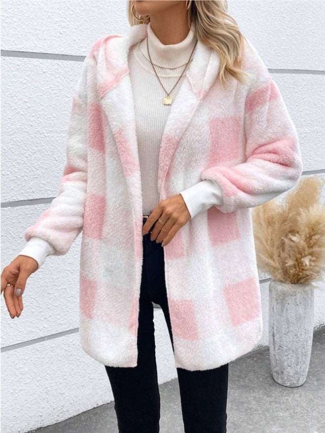 Damen Kuschelige Karojacke mit weichem Material und lässiger Passform EB
