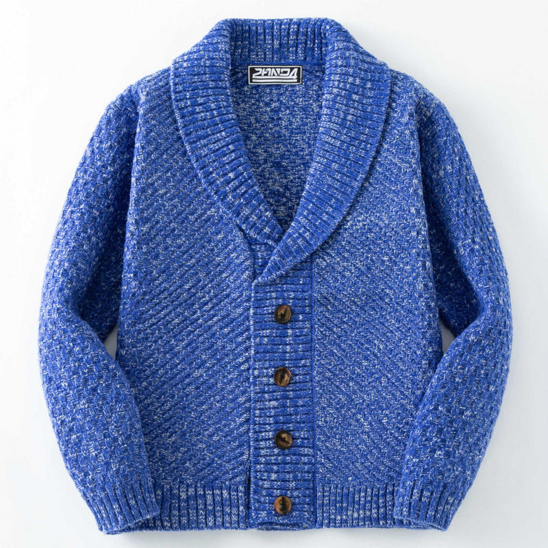 Herren Strickjacke mit modernem Zopfmuster und Knopfdetails EB