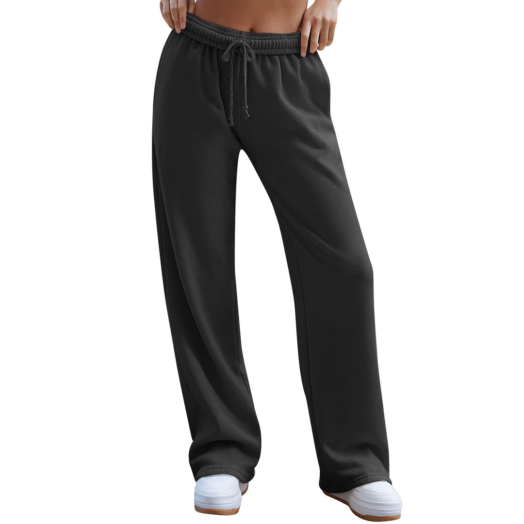 Damen nan weite Komfort-Loungehose mit hochgeschnittener Taille, elastischem Bund und Kordelzug EB