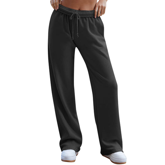 Damen nan weite Komfort-Loungehose mit hochgeschnittener Taille, elastischem Bund und Kordelzug EB