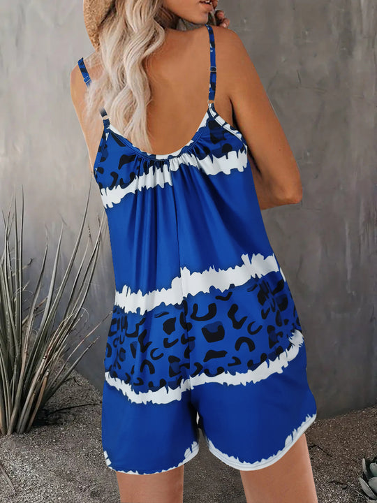 Damen luftiger Overall mit Spaghettiträgern und modischem Tierdesign EB