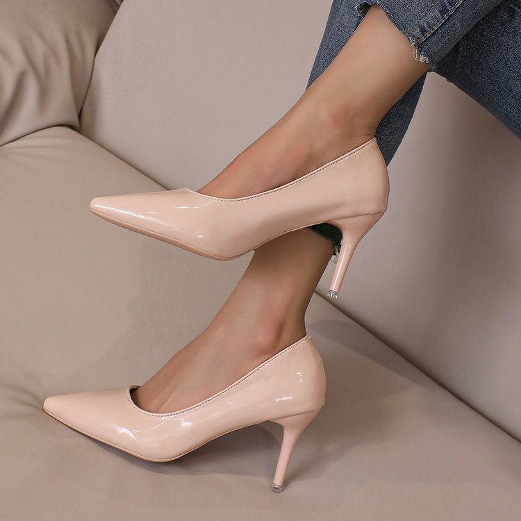 Damen Spitz High Heels mit glänzendem Obermaterial EB