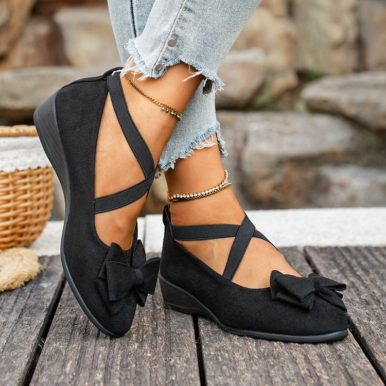 Damen Komfortable Ballerinas mit dekorativer Schleifenapplikation EB