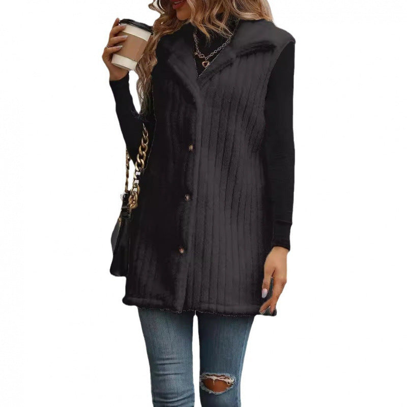 Damen Elegante und kuschelige Teddyjacke mit Knopfleiste EB