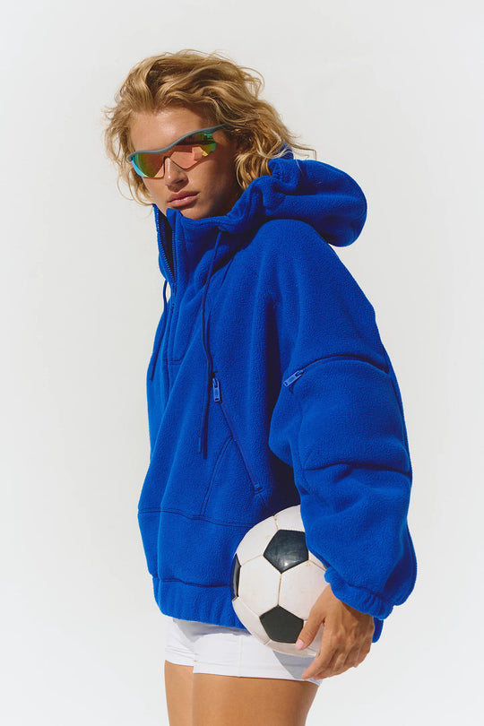 Damen Trendige Fleecejacke mit oversized Kragen EB