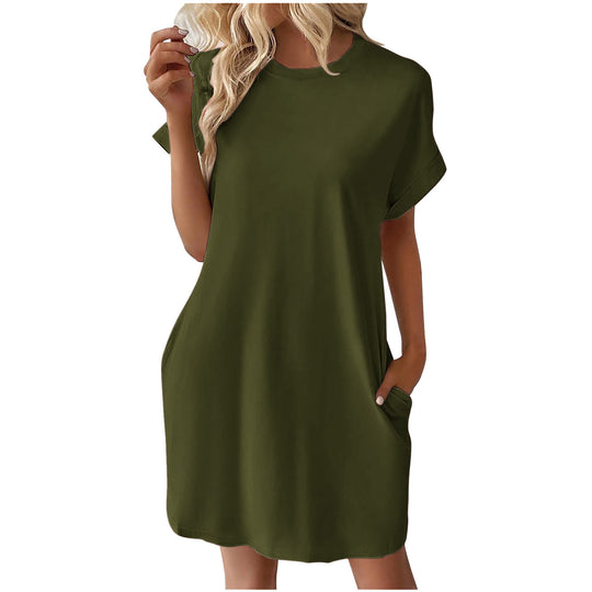 Damen lässiges T-Shirt Kleid mit praktischen Taschen EB