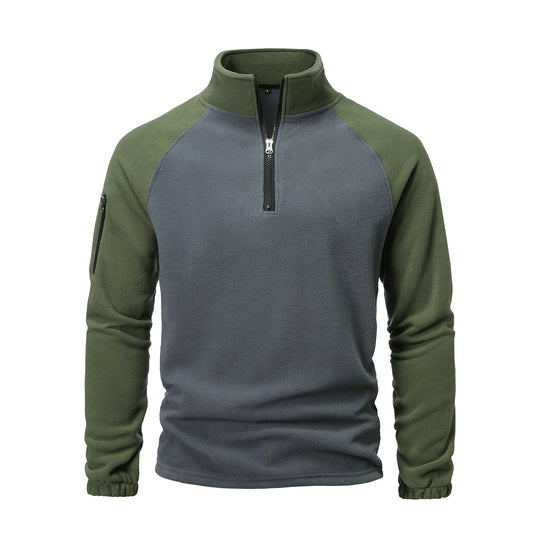 Herren Fleece-Pullover mit halbem Reißverschluss und praktischem Taschen-Design EB