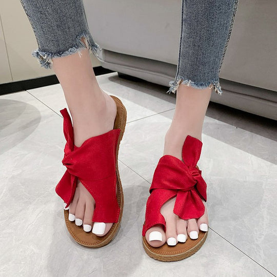 Damen Komfortable Badesandalen mit dekorativem Schleifen-Design EB