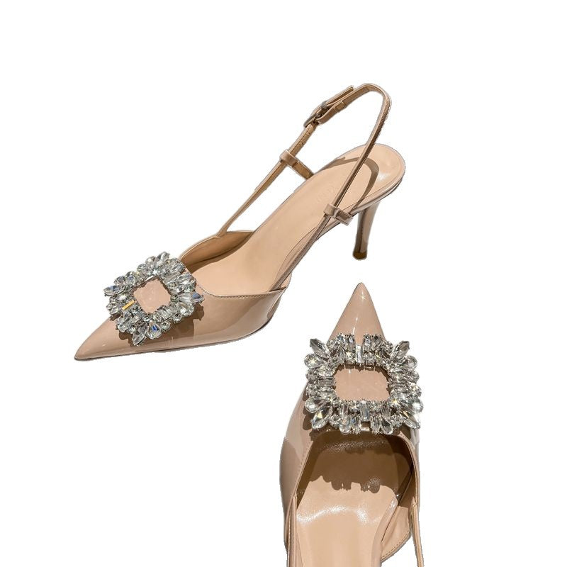 Damen elegante Slingback Pumps mit glamourösem Strassdetail EB