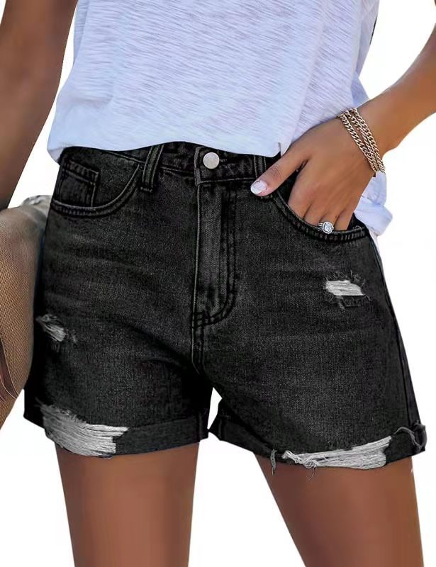 Damen Denim-Shorts im modischen Destroyed-Look mit lässigem Schnitt EB