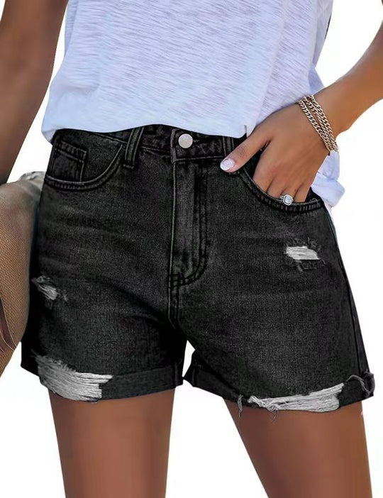 Damen Denim-Shorts im modischen Destroyed-Look mit lässigem Schnitt EB