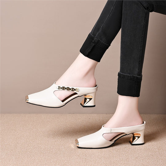 Damen elegante Sling-Pumps mit modischem Blockabsatz und glänzenden Akzenten EB