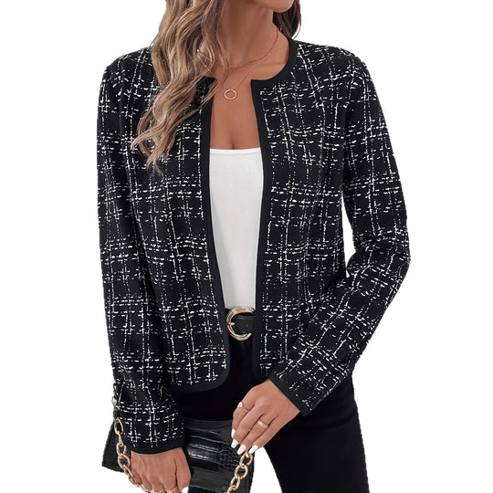 Damen strukturierte Blazerjacke mit Kontrastdetails EB