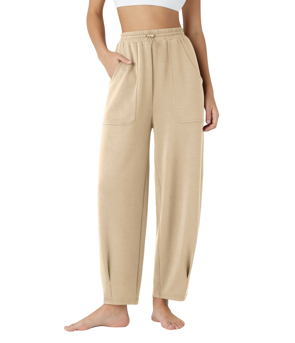 Damen weite Freizeithose mit elastischem Bund und praktischen Taschen EB