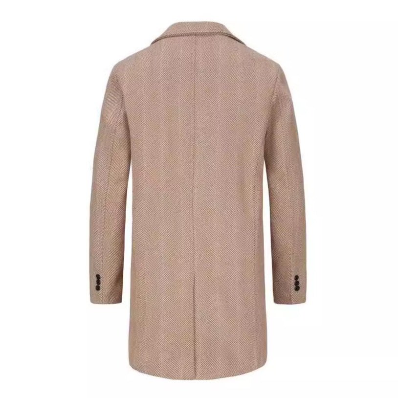 Herren eleganter Doppelreiher-Mantel mit strukturiertem Obermaterial EB