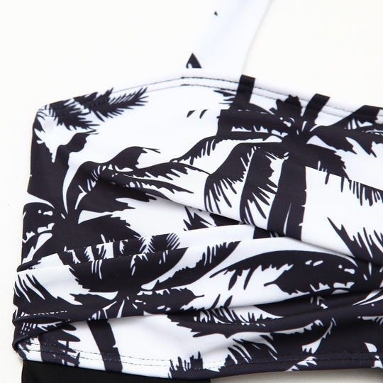 Damen Tankini-Set mit elegantem Wellenmuster und fröhlichem Rüschensaum EB