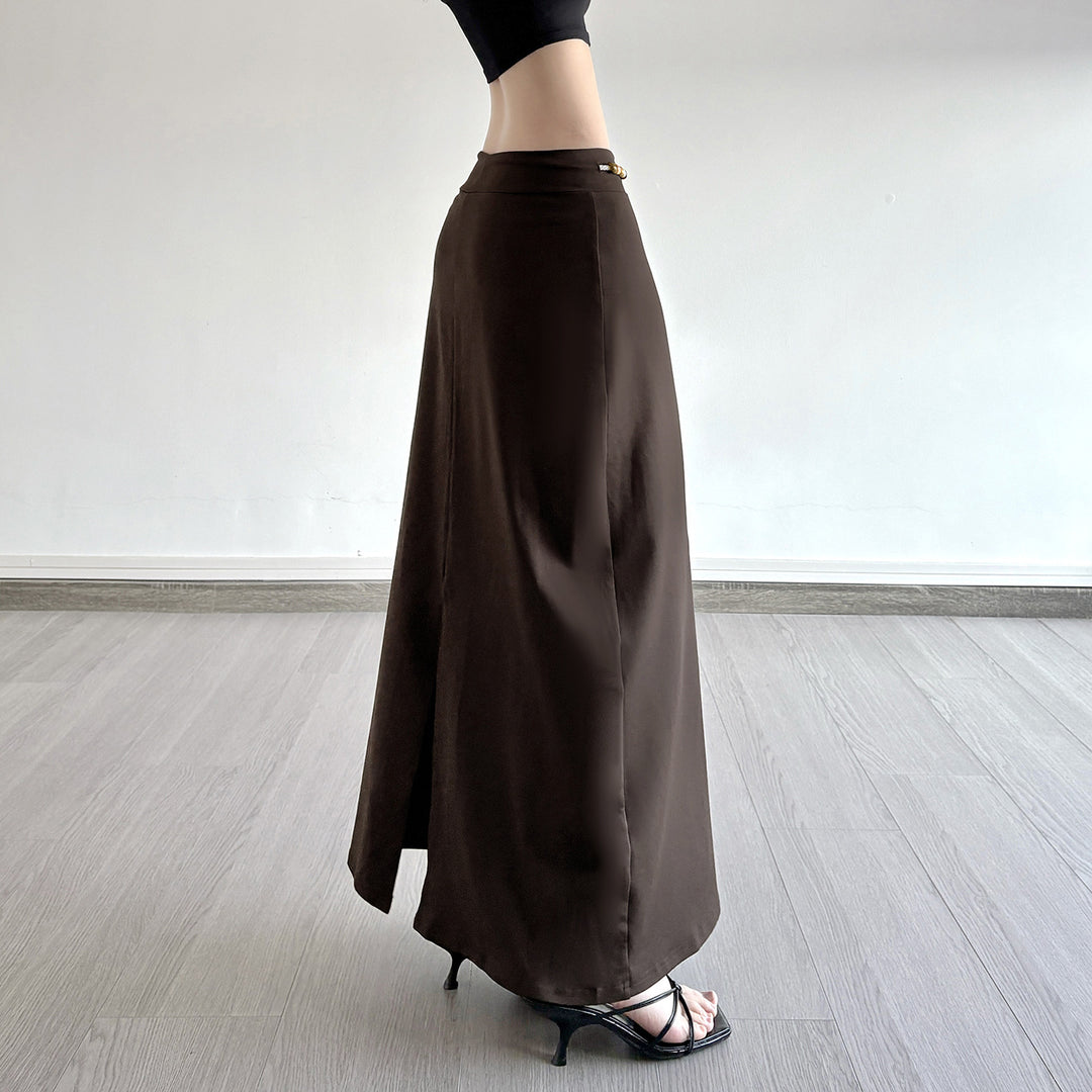 Damen Langer Jersey-Rock mit verstellbarem Bund und verspielten Akzenten EB
