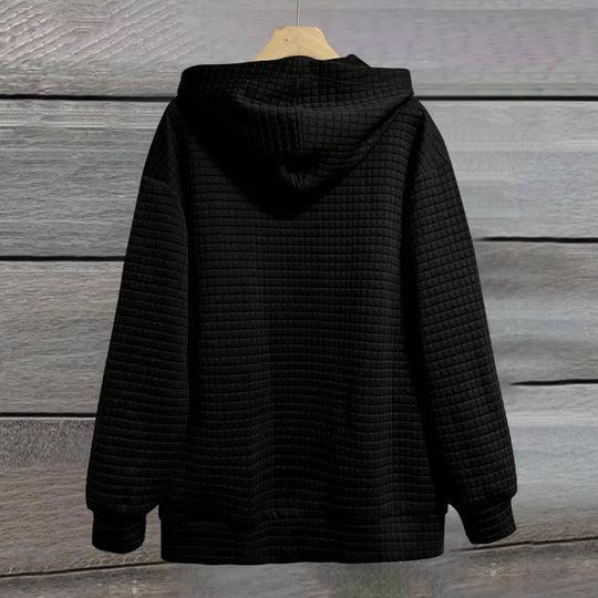 Damen nan oversized Kapuzenjacke mit Reißverschluss, handgeschriebener Typo-Applikation und Kontrast-Eingrifftaschen EB