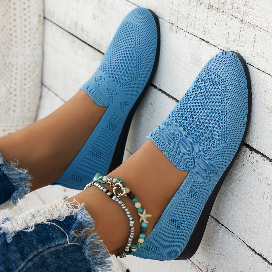Damen Atmungsaktive Slip-On Sneakers mit flexiblem Strickdesign EB