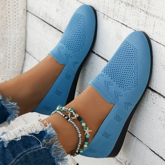 Damen Atmungsaktive Slip-On Sneakers mit flexiblem Strickdesign EB