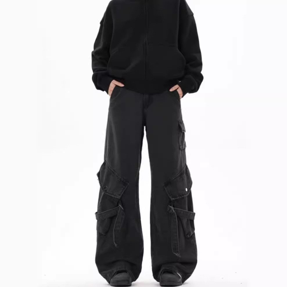 Damen Weite Cargo-Hose mit tiefem Schritt und praktischen Seitentaschen EB