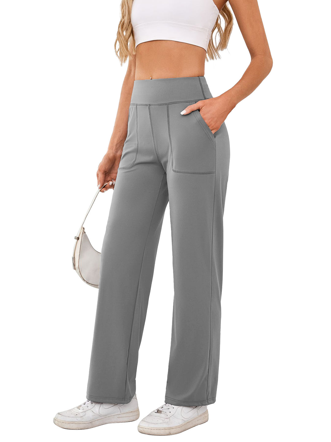 Damen bequeme Freizeithose mit seitlichen Taschen und elastischem Bund EB