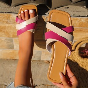 Damen flache Riemchen-Sandalen mit minimalistischem Design EB